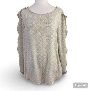 Banana Republic Gray and White Blouse Medium Petite